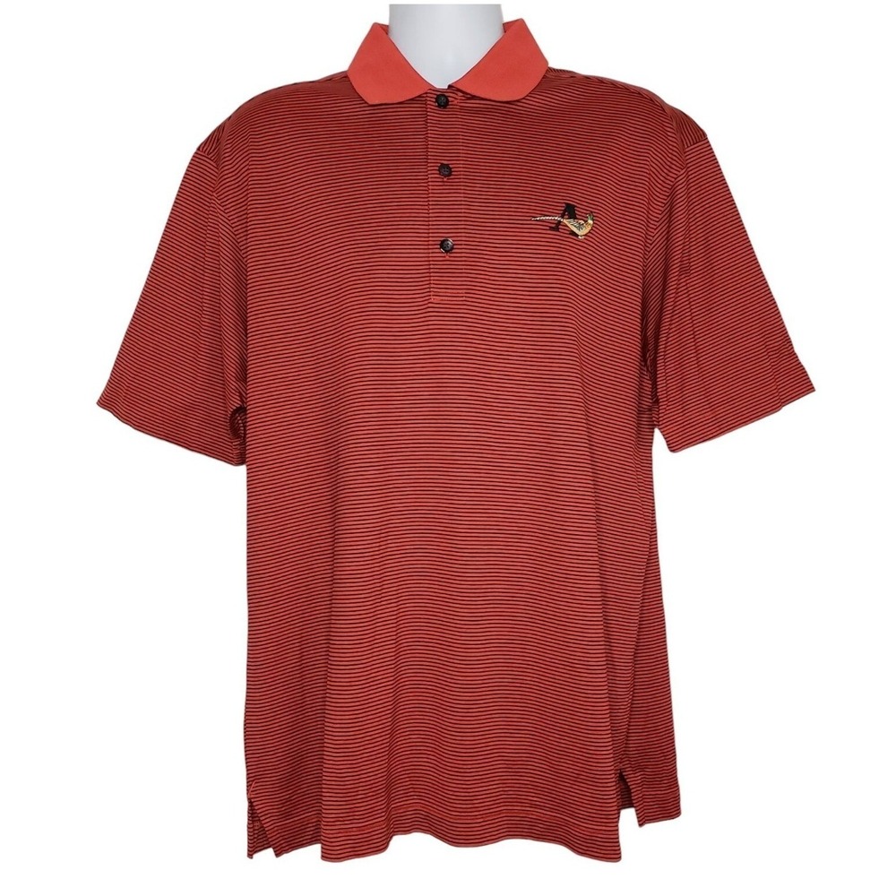 VTG Callaway Golf Collection Polo Egyptian Cotton Striped Red Black Mens L‎